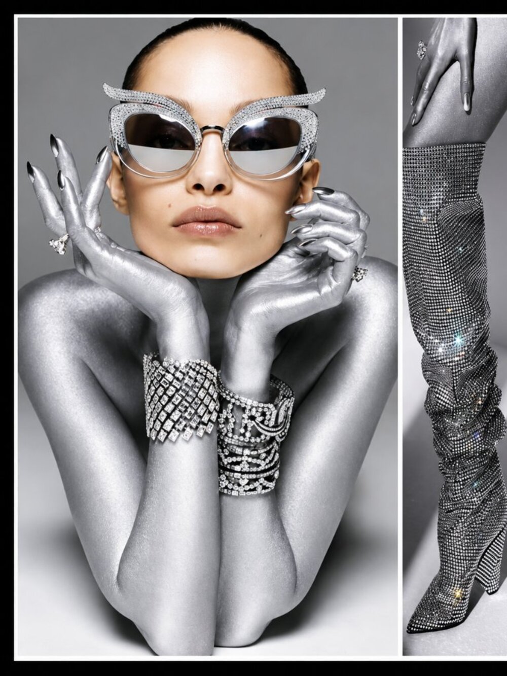 Stuart Weitzman Danika In Cerulean Metallic Silver Snake clutch $425 - Picture 2 of 4
